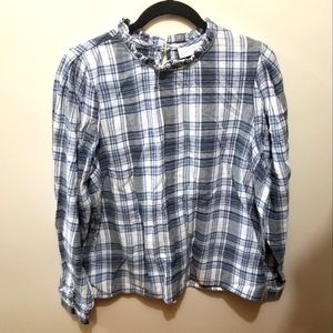 Universal Thread Flannel Cotton Plaid Western Rodeo Blouse Size Large